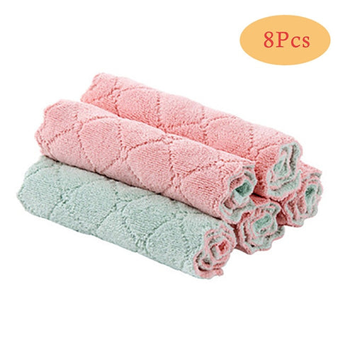 Image of 8PCS Microfiber Kitchen Towel Absorbent Dish Cloth