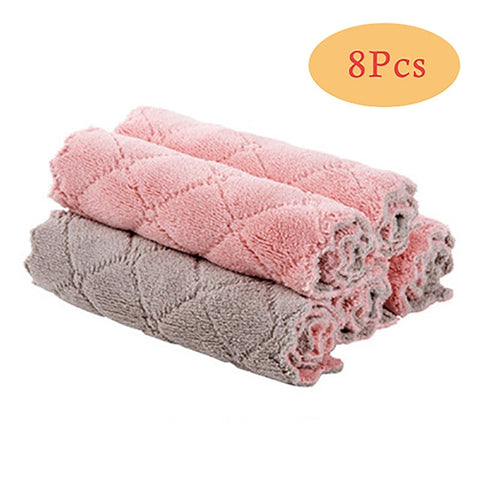 Image of 8PCS Microfiber Kitchen Towel Absorbent Dish Cloth