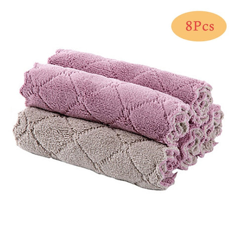 Image of 8PCS Microfiber Kitchen Towel Absorbent Dish Cloth