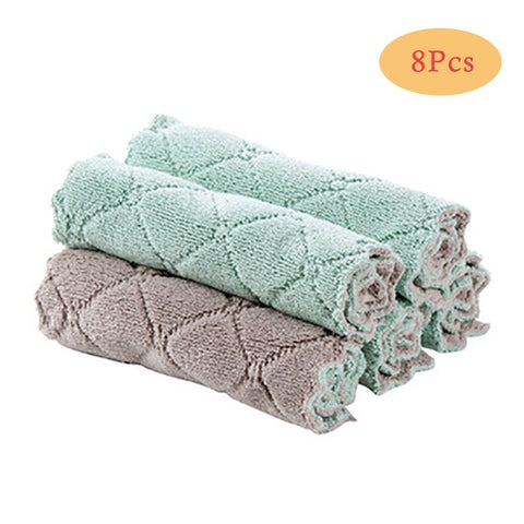 Image of 8PCS Microfiber Kitchen Towel Absorbent Dish Cloth