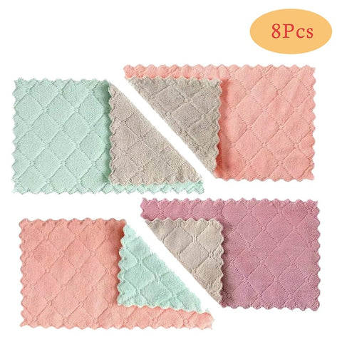 Image of 8PCS Microfiber Kitchen Towel Absorbent Dish Cloth