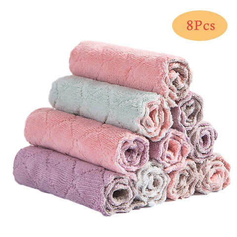 Image of 8PCS Microfiber Kitchen Towel Absorbent Dish Cloth
