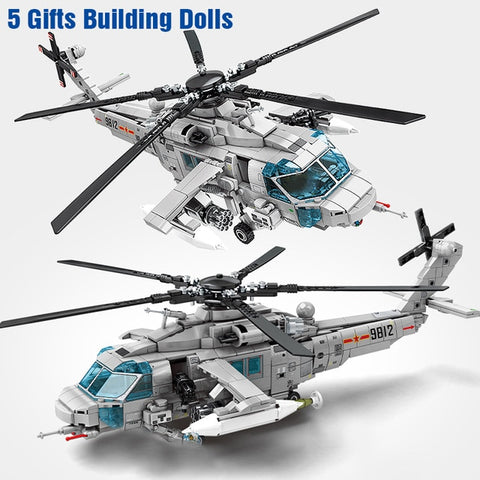 Image of SEMBO High-Tech Creator Police Military Armed Helicopter Building Blocks