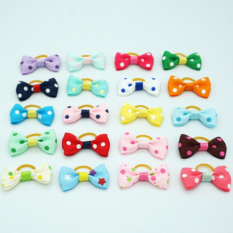 Image of Cute Pet Grooming Clips Hand-made Ribbon Dog Cat Hair Bows