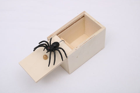 Image of NEW Funny Scare Box Wooden Prank Spider