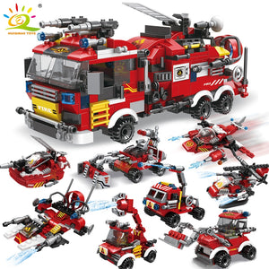 Fire Fighting 8 in1 Trucks Car Helicopter Boat