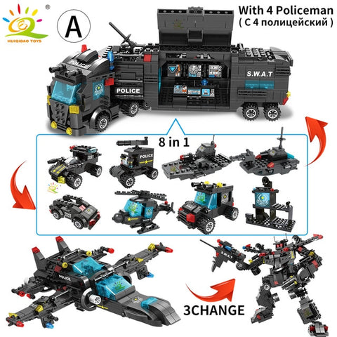 Image of SWAT Police Station Truck Model Building Blocks