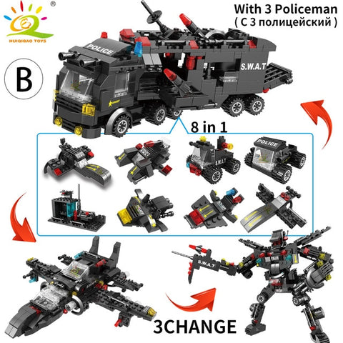 Image of SWAT Police Station Truck Model Building Blocks