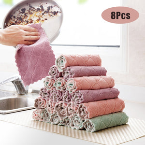 8PCS Microfiber Kitchen Towel Absorbent Dish Cloth