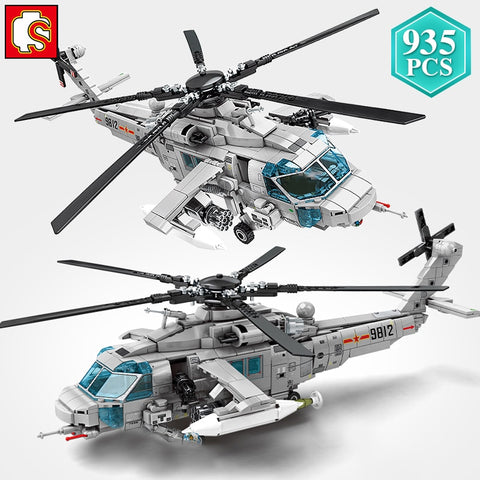 Image of SEMBO High-Tech Creator Police Military Armed Helicopter Building Blocks