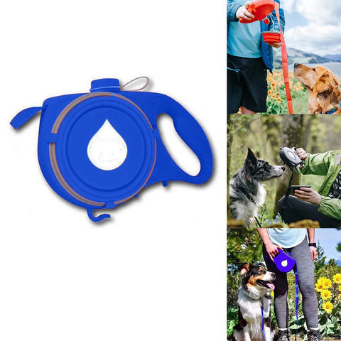 Image of Multifunctional Pet Outgoing Supplies Retractable Leash Foldable Water Bottle